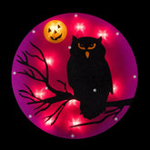 Lighted Owl Halloween Window Silhouette - 13.75" - Purple - Clear Lights